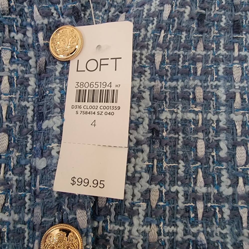 LOFT Blue Tweed Mini Dress - Picture 6 of 6